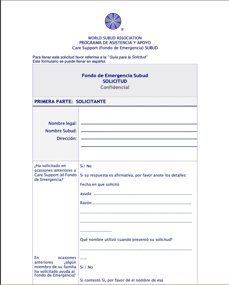 Formulario de aplicacion para Care Support